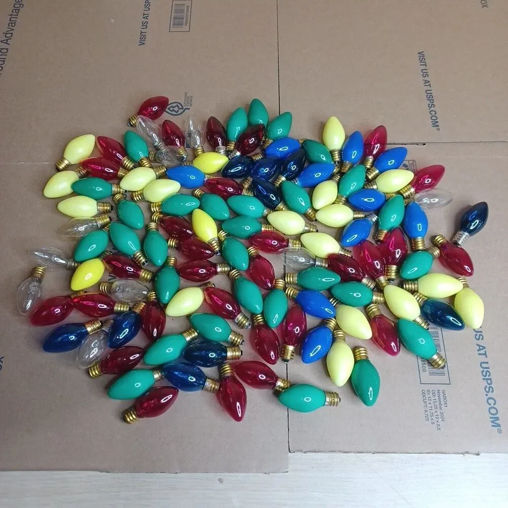 Lot 110 Colored Christmas Light Bulbs - C 7 Show Light Multicolor Indoor Outdoor